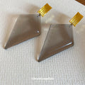 Vintage Hong Kong Style Striped Resin Rhombus Stud Earrings Geometric Pointed Cone Fashion Design view 2