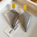 Vintage Hong Kong Style Striped Resin Rhombus Stud Earrings Geometric Pointed Cone Fashion Design view 4