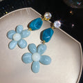 Spring Summer Gradient Resin Flower Stud Earrings For Women, Sweet Fashion OL Floral Jewelry view 4