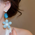 Spring Summer Gradient Resin Flower Stud Earrings For Women, Sweet Fashion OL Floral Jewelry view 3