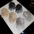 Luxury Full Rhinestone Geometric Tassel Copper Stud Earrings, Exaggerated Fashion Statement Jewelry view 1