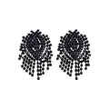 Luxury Full Rhinestone Geometric Tassel Copper Stud Earrings, Exaggerated Fashion Statement Jewelry view 5