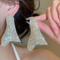European American Style Full Rhinestone Irregular Geometric Copper Stud Earrings For Women view 4