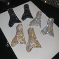 European American Style Full Rhinestone Irregular Geometric Copper Stud Earrings For Women view 1