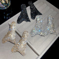 European American Style Full Rhinestone Irregular Geometric Copper Stud Earrings For Women view 3