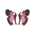 Vintage Butterfly Rhinestone Alloy Necklace And Stud Earrings Jewelry Set For Women view 5