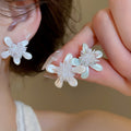 Copper 3D Crystal Flower Stud Earrings Sweet Spring Summer Floral Designer Jewelry view 2