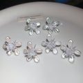 Copper 3D Crystal Flower Stud Earrings Sweet Spring Summer Floral Designer Jewelry view 3