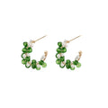Fresh Style C Shape Crystal Beaded Faux Pearl Stud Earrings With Silver Pins view 5