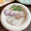 Fresh Style C Shape Crystal Beaded Faux Pearl Stud Earrings With Silver Pins view 3