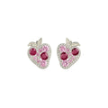 Korean Style Alloy Rhinestone Strawberry Stud Earrings Sweet Light Luxury Fashion Jewelry view 5