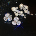 French Light Luxury Copper Pearl Zircon Oval Geometric Clip-on Earrings for Banquet Dress view 4