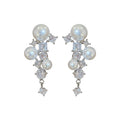 French Light Luxury Copper Pearl Zircon Oval Geometric Clip-on Earrings for Banquet Dress view 5