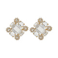 Light Luxury Square Crystal Full Rhinestone Copper Clip-on Earrings For Non Pierced Women view 5