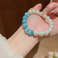 Pink Cat Eye Stone Beaded Bangle With Lotus Gourd Rabbit And Pixiu Charms Ethnic Style view 3