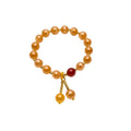 Pink Cat Eye Stone Beaded Bangle With Lotus Gourd Rabbit And Pixiu Charms Ethnic Style view 5