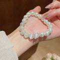 Pink Cat Eye Stone Beaded Bangle With Lotus Gourd Rabbit And Pixiu Charms Ethnic Style view 4