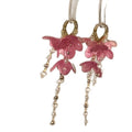 Pink Resin Flower Tassel Drop Earrings With Silver Needle Posts Vacation Style view 5