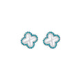 Mother Of Pearl Four Petal Flower Stud Earrings With Rhinestone Vacation Style Shell Jewelry view 5