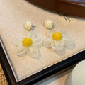 Colorful Raffia Flower Tassel Drop Stud Earrings Sweet Dopamine Floral Mesh Alloy Fashion Earrings view 4