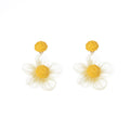 Colorful Raffia Flower Tassel Drop Stud Earrings Sweet Dopamine Floral Mesh Alloy Fashion Earrings view 5