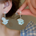 Vacation Style Resin Flower Petal Pearl Zircon Stud Earrings For Women view 3