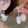 Vacation Style Resin Flower Petal Pearl Zircon Stud Earrings For Women view 1
