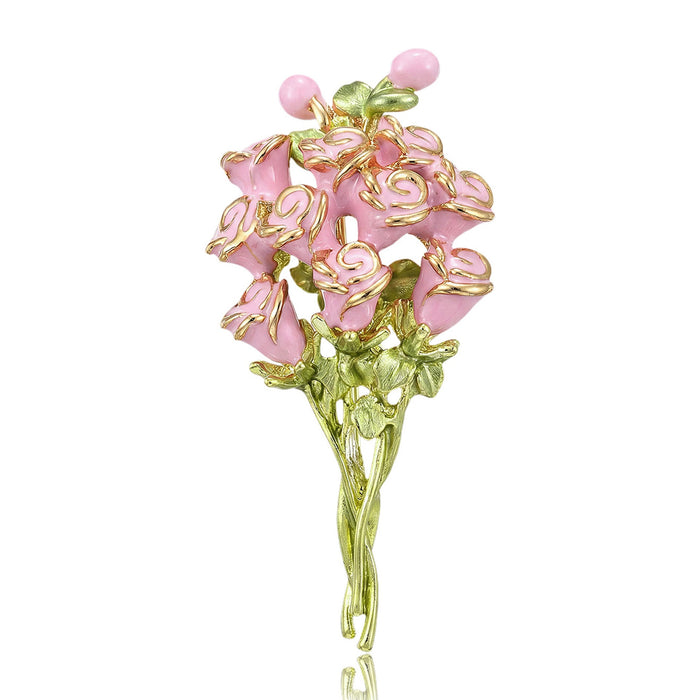 Alloy Enamel Rose Bouquet Brooch Pin For Women's Apparel