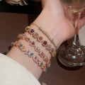 18K Real Gold Plated Copper Geometric Zircon Bangle, Light Luxury Sweet Commuter Jewelry view 2