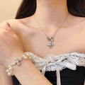 Old Money Alloy Rhinestone Cross Pearl Necklace Bracelet Jewelry Set Light Luxury Fashion view 2