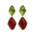 Vintage Resin Wrinkled Diamond Pendant Drop Earrings With Silver Pin For Women view 5