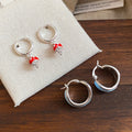 Y2K Red Mushroom Alloy Earrings Cute Polka Dot Enamel Cartoon Geometric Ear Cuffs For Women view 3
