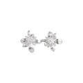 French Vintage Copper Zircon Flower Stud Earrings, Elegant Light Luxury Office Jewelry view 5