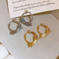 Korean Style Copper Zircon Star Round Huggie Earrings, Minimalist Light Luxury Ear Jewelry view 3