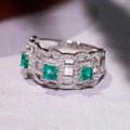 Palace Style Hollow Wax Set Ring For Women, Imitation Jade Green Gemstone Jewelry view 2