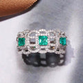 Palace Style Hollow Wax Set Ring For Women, Imitation Jade Green Gemstone Jewelry view 1