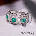 Palace Style Hollow Wax Set Ring For Women, Imitation Jade Green Gemstone Jewelry view 4