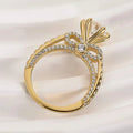 Old Money Style Six Prong Inlaid Ring For Women Bow Side Niche Design Wedding Accessory view 2
