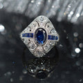 Luxury Palace Style Faux Sapphire Ring, Princess Jewelry With Steel Bead And Wax Set Zircon view 3