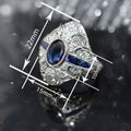 Luxury Palace Style Faux Sapphire Ring, Princess Jewelry With Steel Bead And Wax Set Zircon view 4