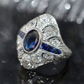 Luxury Palace Style Faux Sapphire Ring, Princess Jewelry With Steel Bead And Wax Set Zircon view 2
