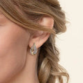 Two Tone Irregular Geometric Stud Earrings, Multi Layer Minimalist Niche Jewelry For Women view 3