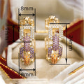 Style Hollow Hoop Earrings With Micro Paved Color CZ, Simple Versatile Party Ear Cuffs view 4