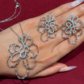 Light Luxury Copper Zircon Hollow Flower Drop Earrings With Silver Pins view 1
