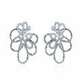 Light Luxury Copper Zircon Hollow Flower Drop Earrings With Silver Pins view 5