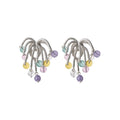 Light Luxury Geometric Crystal Firework Tassel Drop Earrings For Women view 5