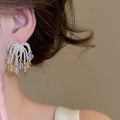 Light Luxury Geometric Crystal Firework Tassel Drop Earrings For Women view 4