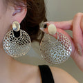 Light Luxury Geometric Round Hollow Alloy Stud Earrings, Statement European Style Metal Jewelry view 4
