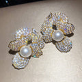Vintage Copper Teardrop Gemstone Flower Drop Earrings for Women Luxury Banquet Style view 3