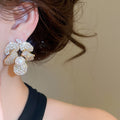 Vintage Copper Teardrop Gemstone Flower Drop Earrings for Women Luxury Banquet Style view 4